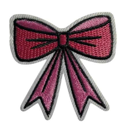 Pink Bow Iron - On Embroidered Patch Design 3 - Kahanne Fabrics