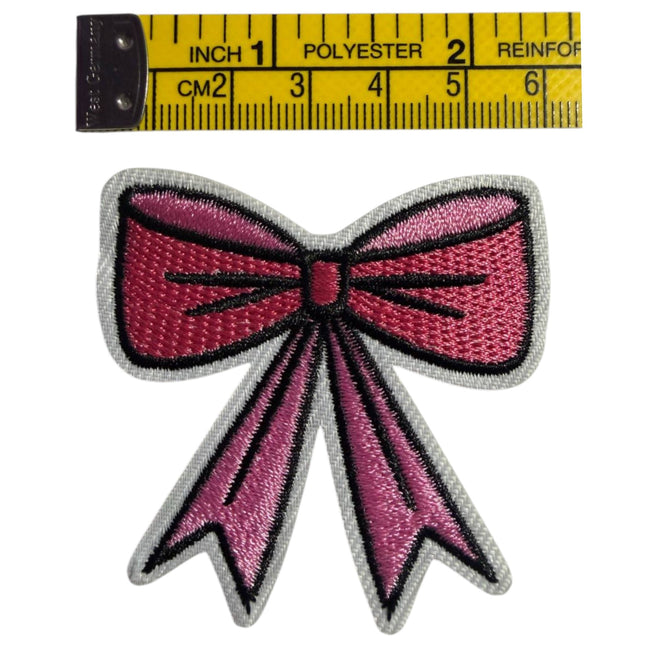 Pink Bow Iron - On Embroidered Patch Design 3 - Kahanne Fabrics