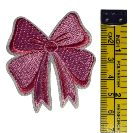 Pink Bow Iron - On Embroidered Patch Design 4 - Kahanne Fabrics