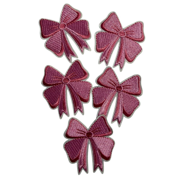 Pink Bow Iron - On Embroidered Patch Design 4 - Kahanne Fabrics