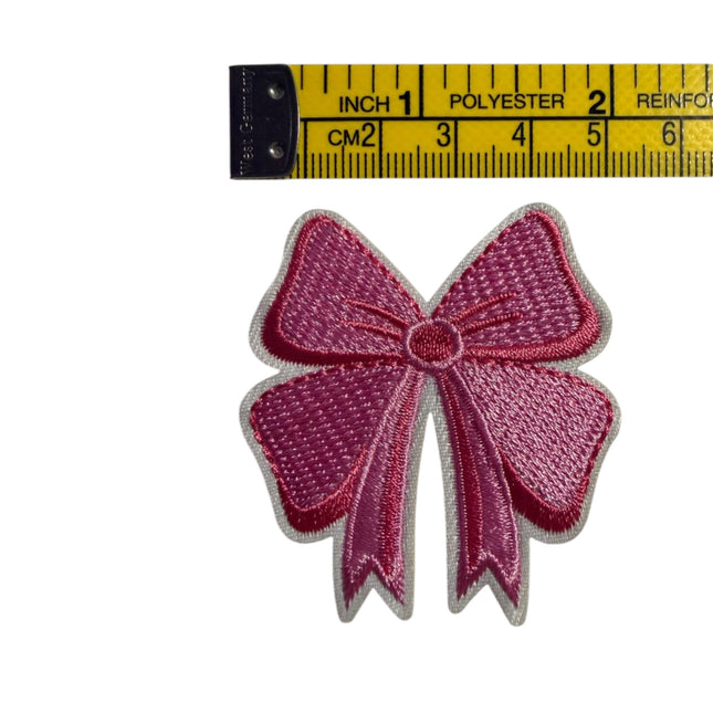 Pink Bow Iron - On Embroidered Patch Design 4 - Kahanne Fabrics