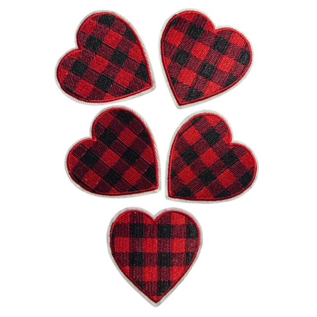 Red Heart Iron - On Embroidered Appliqué Patch, Design 5 - Kahanne Fabrics