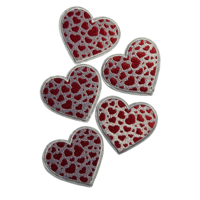 Red Heart Iron - On Embroidered Appliqué Patch, Design 6 - Kahanne Fabrics