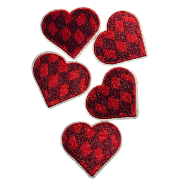 Red Heart Iron - On Embroidered Appliqué Patch, Design 7 - Kahanne Fabrics