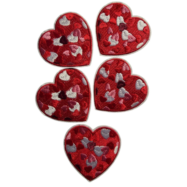 Red Heart Iron - On Embroidered Appliqué Patch, Design 9 - Kahanne Fabrics