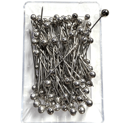 Silver Steel Ball Head Pins 100pcs - Kahanne Fabrics