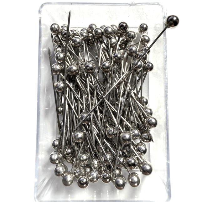 Silver Steel Ball Head Pins 100pcs - Kahanne Fabrics