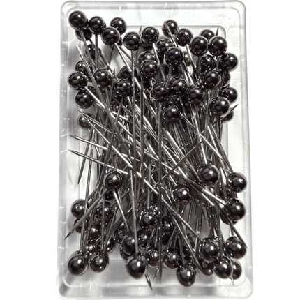 Gunmetal Black Steel Ball Head Pins 100pcs - Kahanne Fabrics