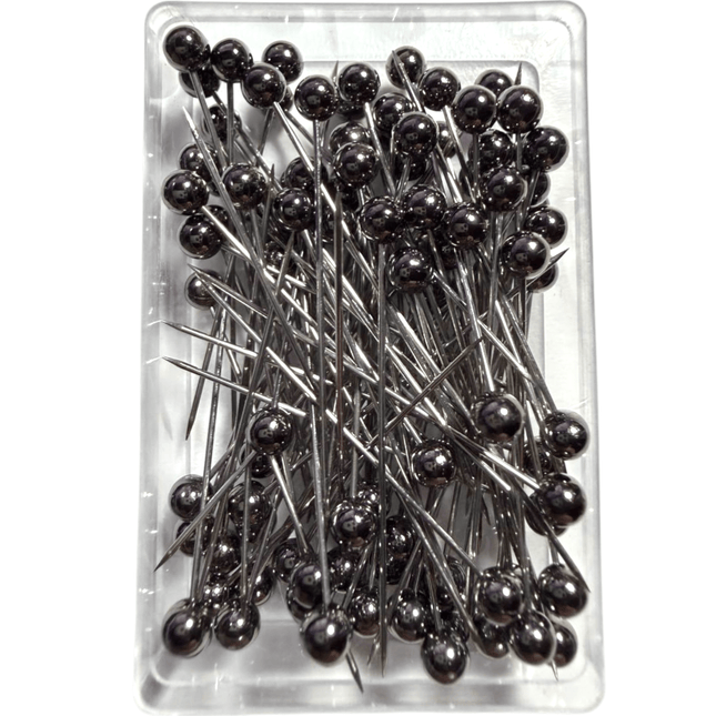 Gunmetal Black Steel Ball Head Pins 100pcs - Kahanne Fabrics