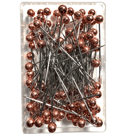 Rose Gold Steel Ball Head Pins 100pcs - Kahanne Fabrics