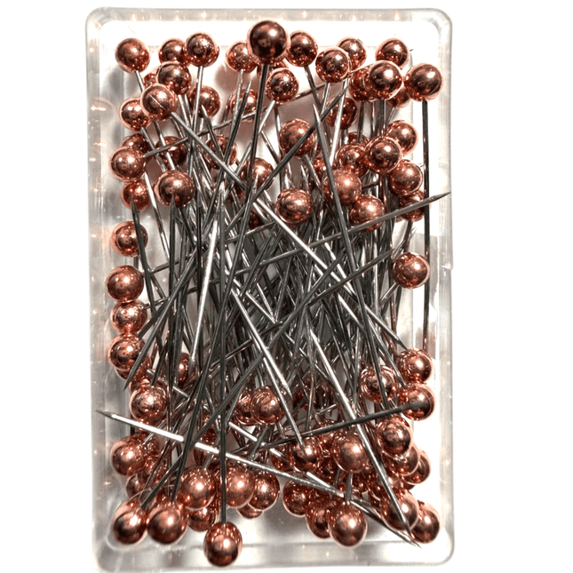 Rose Gold Steel Ball Head Pins 100pcs - Kahanne Fabrics