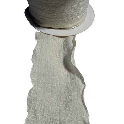 Crinkle Chiffon Ribbon with Ruffled Edges Ecru color