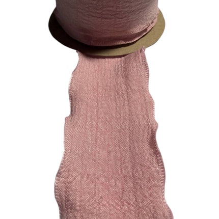 Crinkle Chiffon Ribbon with Ruffled Edges Pink color - Kahanne Fabrics