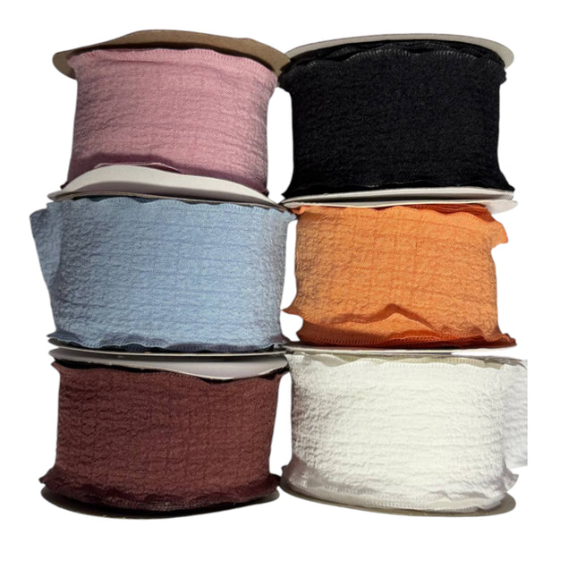 Crinkle Chiffon Ribbon with Ruffled Edges 