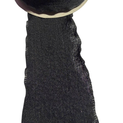 Crinkle Chiffon Ribbon with Ruffled Edges Black color - Kahanne Fabrics