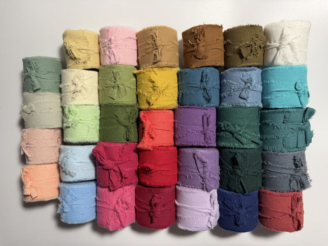 Hand - Dyed Cotton Ribbon 1.5 Inch, color Lichen - Kahanne Fabrics