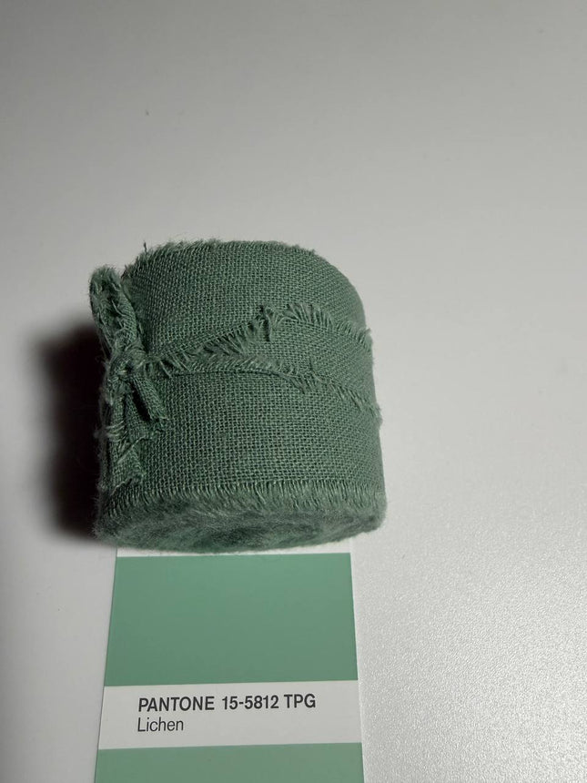 Hand - Dyed Cotton Ribbon 1.5 Inch, color Lichen - Kahanne Fabrics