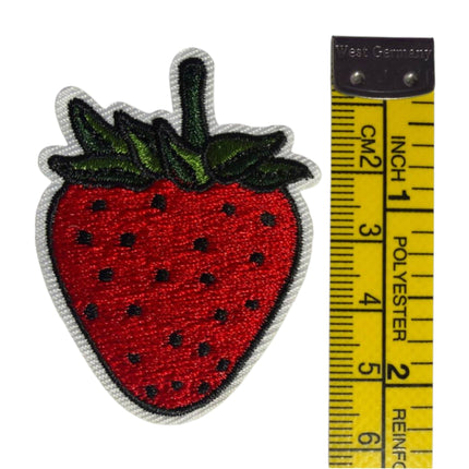 Iron - On Embroidered Appliqué – Red Strawberry Patch - Kahanne Fabrics