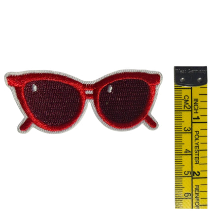 Iron - On Embroidered Appliqué Red Sunglasses 2.2″ / 5.6 cm - Kahanne Fabrics