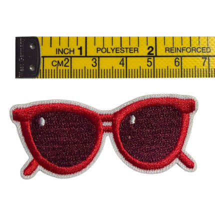 Iron - On Embroidered Appliqué Red Sunglasses 2.2″ / 5.6 cm - Kahanne Fabrics