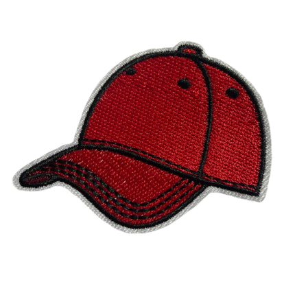 Iron - On Embroidered Appliqué – Red Baseball Cap Patch - Kahanne Fabrics