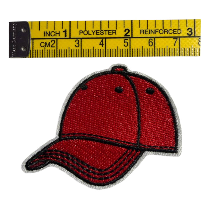 Iron - On Embroidered Appliqué – Red Baseball Cap Patch - Kahanne Fabrics