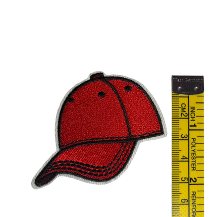 Iron - On Embroidered Appliqué – Red Baseball Cap Patch - Kahanne Fabrics