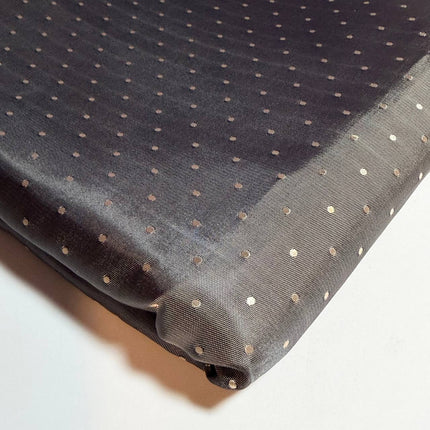 Gray color ivory Dots Jacquard Lining Fabric – Poly-Viscose Satin - Kahanne Fabrics