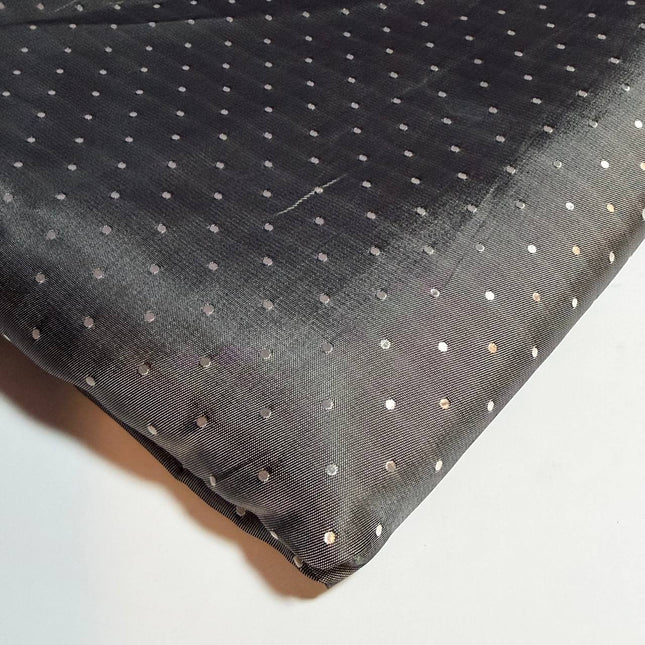 Gray color silver Dots Jacquard Lining Fabric – Poly-Viscose Satin - Kahanne Fabrics