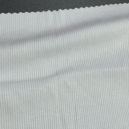 White rayon rib knit fabric texture with stretch
