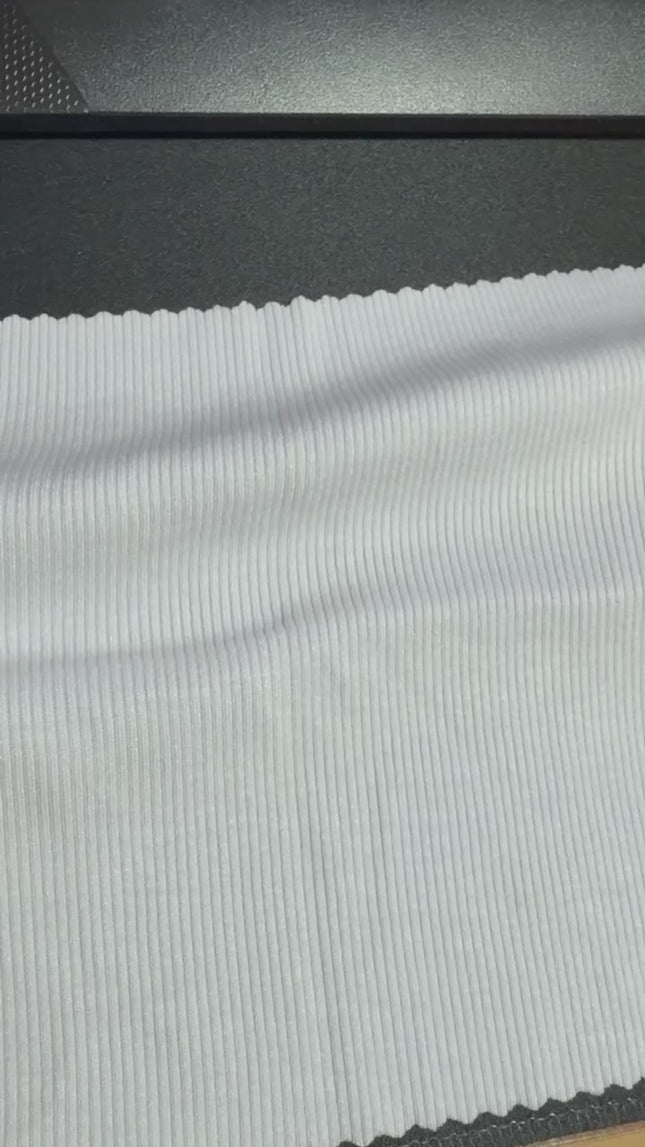 White rayon rib knit fabric texture with stretch
