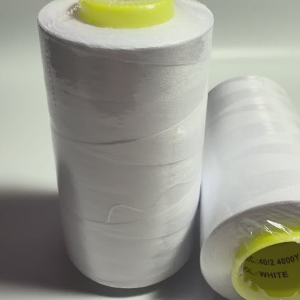 White 40/2 Polyester Sewing Thread – Large 4000–5000 yd
